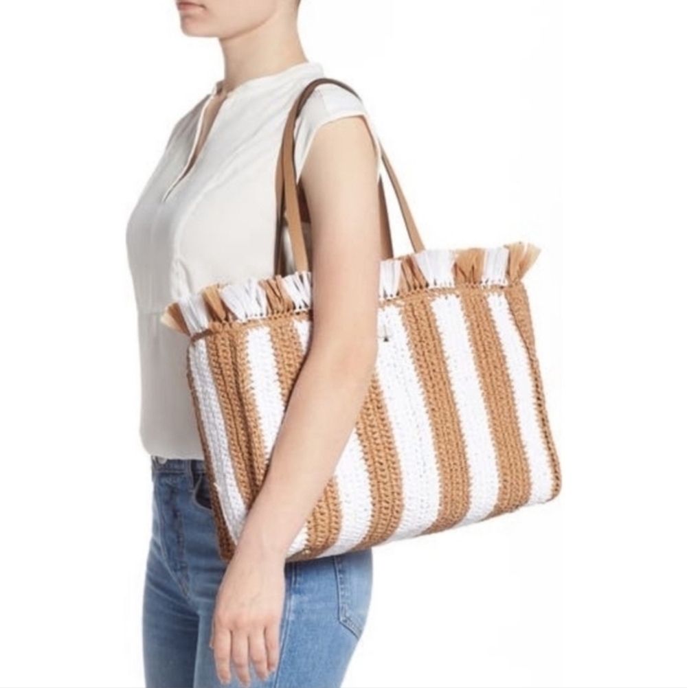 Kate Spade New York Fringed Raffia Large Tote Bag